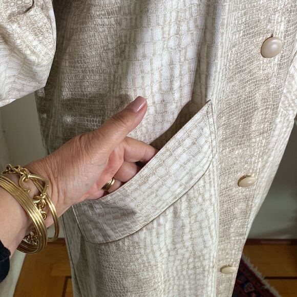 Vintage Linda Lundstrom 1980’s Snakeskin Maxi Trench Coat - Picture 9 of 13